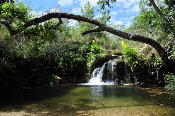 Uma das mais belas cachoeiras na trilha das cachoeiras, no Parque Nacional da Chapada dos Guimarães, em Mato Grosso
